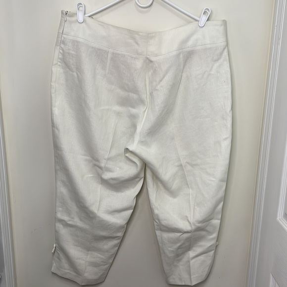 Vintage 100% linen off white Capris Pants Plus Size 20 - Picture 5 of 8